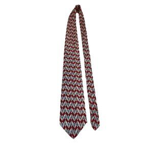 Vintage Claiborne Men Silk Neck Tie Red Blue Geometric 90s Classic Work Dad Gift
